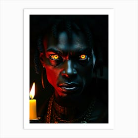 Black Man Holding A Candle Art Print