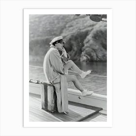 Greta Garbo Relaxing On Boat Art Print