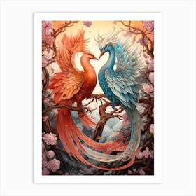 Dragon And Phoenix Illustration 11 Art Print