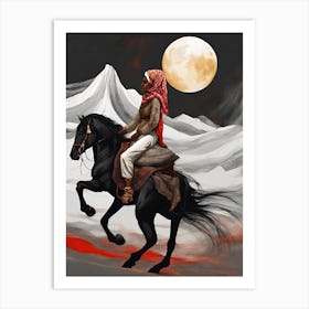 Woman Riding A Horse 2 Art Print