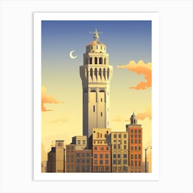 Galata Tower Modern Pixel Art 4 Art Print