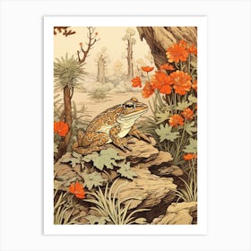 Vintage Japanese Frog Burrow 3 Art Print