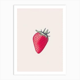 A Single Strawberry, Fruit, Minimal Line Drawing 2 Art Print
