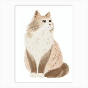 Norwegian Forest Cat Cat Clipart Illustration 3 Art Print