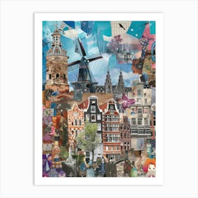 Amsterdam   Retro Collage Style 3 Art Print