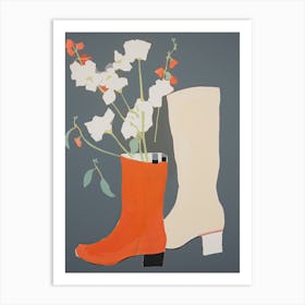 A Painting Of Cowboy Boots With Snapdragon Flowers, Pop Art Style 2 Art Print