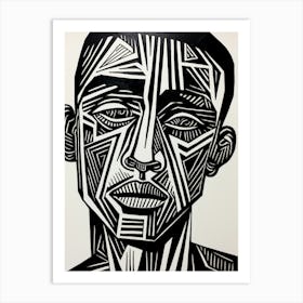 Geometric Portrait Black & White 1 Art Print
