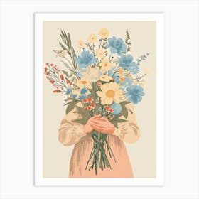 Spring Girl With Blue Flowers 3 Art Print