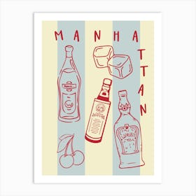 Manhattan Cocktail Recipe Art Print