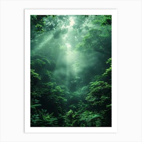 Green Forest With Sunlight Art Print