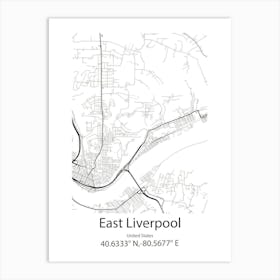 East Liverpool,United States Minimalist Map Art Print