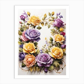 Roses In A Wreath Art Print Art Print