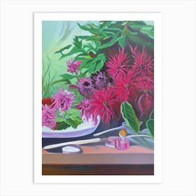 Bee Balm Spices And Herbs Oil Painting Art Print