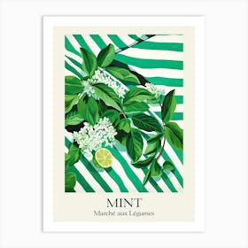 Marche Aux Legumes Mint Summer Illustration 9 Art Print