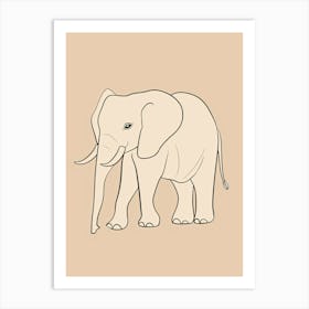 Elephant Drawing - Boho, Line Art 4 Art Print