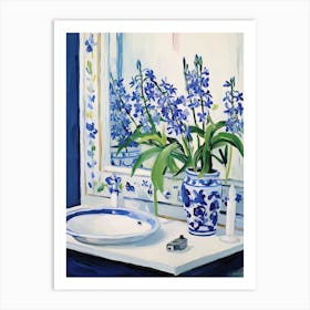 Bathroom Vanity Painting With A Bluebell Bouquet 2 Art Print