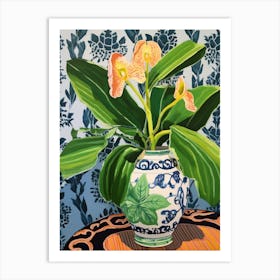 Flowers In A Vase Still Life Painting Orchid 4 Art Print