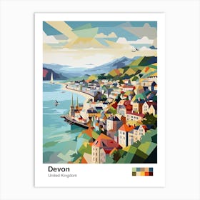 Devon, United Kingdom, Geometric Illustration 1 Poster Art Print