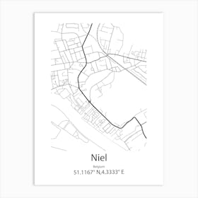 Niel,Belgium Minimalist Map Art Print