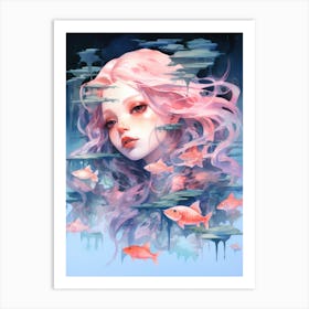 Girl With Pink Hair 2 Art Print