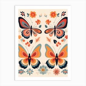 Butterflies And Flowers 1 Art Print