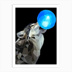 Wolf With Blue Ball 1 Art Print