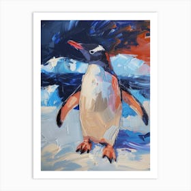 Adlie Penguin Signy Island Oil Painting 1 Art Print