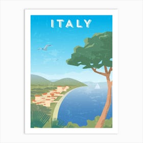 Italy — Retro travel minimalist poster Art Print