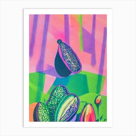 Avocado Risograph Retro Poster vegetable Art Print