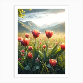 Tulips In The Meadow 3 Art Print