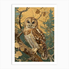 Oriental Bay Owl Relief Illustration 1 Art Print
