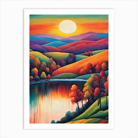 Sunset At The Lake Art Print