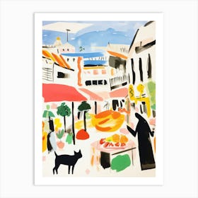 The Food Market In Santander 4 Illustration Art Print
