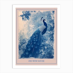 Peacock In The Wild Cyanotype Inspired 6 Poster Art Print