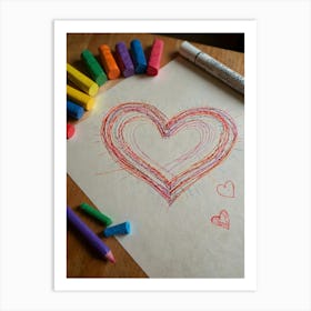 Heart With Crayons 2 Art Print