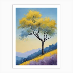 Painting Of A Tree, Yellow, Purple (22) Art Print