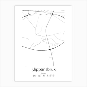 Klippansbruk,Sweden Minimalist Map Art Print