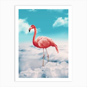 Flamingo In The Clouds Art Print