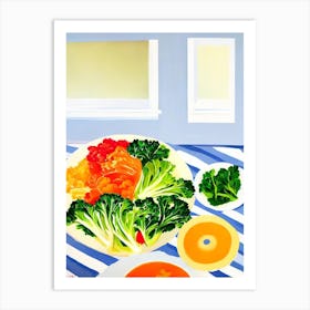 Chinese Broccoli Tablescape vegetable Art Print