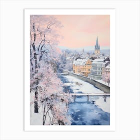 Dreamy Winter Painting Geneva Switzerland 2 Art Print