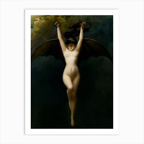 La Femme Chauve-Souris (c.1890) - The Bat Woman French Vintage Art Oil Painting by Albert Joseph Pénot - Remastered Archival High Resolution Nude Witch Art Print
