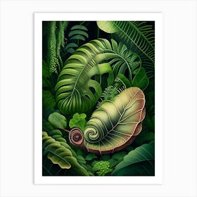 Snail In The Rainforest Botanical Art Print
