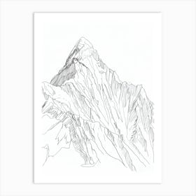 Kala Patthar Nepal Line Drawing 7 Art Print