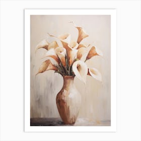 Calla Lily, Autumn Fall Flowers Sitting In A White Vase, Farmhouse Style 1 Art Print