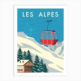 Les Alpes, Alps. Austria, Switzerland — Retro travel minimalist poster 1 Art Print