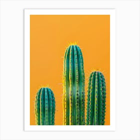 Cactus On A Yellow Background Art Print