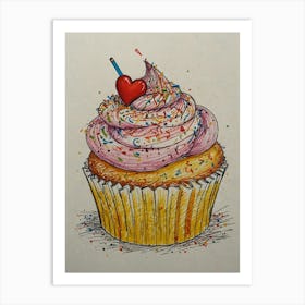 Cupcake Drawing 2 Art Print