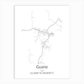 Guane,Cuba Minimalist Map Art Print