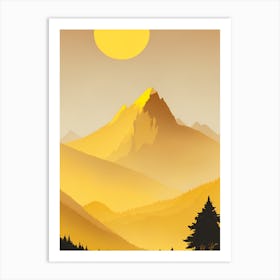 Misty Mountains Vertical Composition In Yellow Tone 28 Art Print