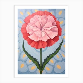 Carnation Dianthus 4 Hilma Af Klint Inspired Pastel Flower Painting Art Print